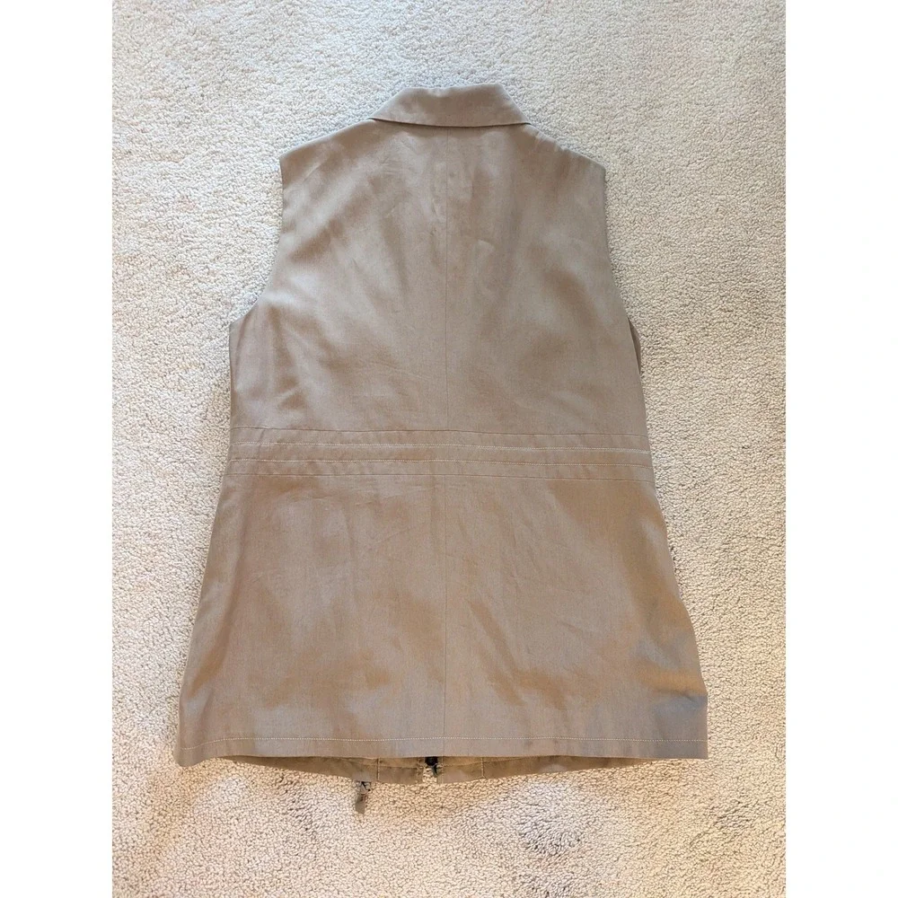 Doncaster Utility Vest Women's Size 14 Tan Khaki Full Zip 100% Tencel Sleeveless